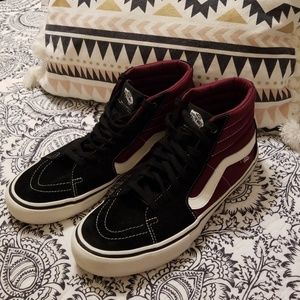 Vans Pro Sk-8 High Top Shoes Black & Maroon